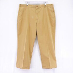 DAMAGED L.L. Bean Comfort Waist Tan High Rise‎ Chino Pants 42 / 28 Flat Front